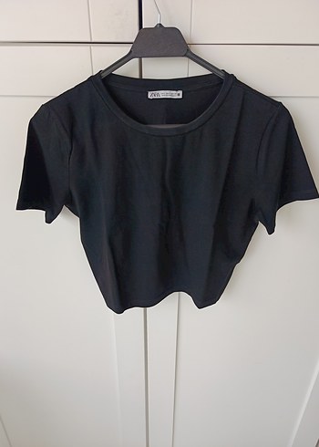Siyah Kısa Kollu Mini Keten Tişört - Görsel 4