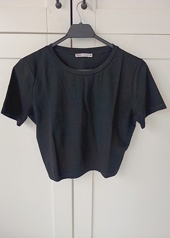 Siyah Kısa Kollu Mini Keten Tişört - Görsel 2