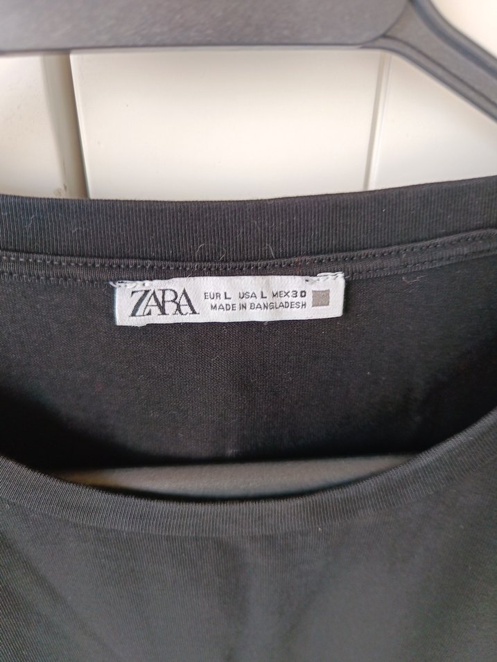 Siyah Kısa Kollu Mini Keten Tişört - Görsel 3