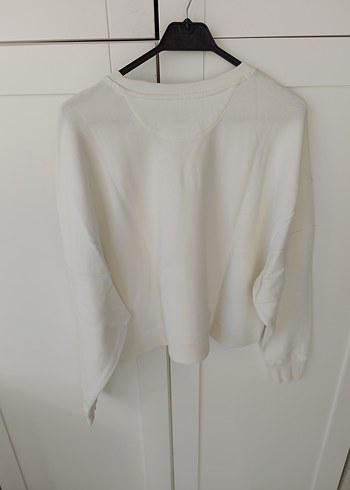 Beyaz Uzun Kollu Kadın Sweatshirt - Görsel 5