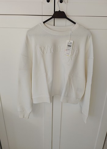 Beyaz Uzun Kollu Kadın Sweatshirt - Görsel 2