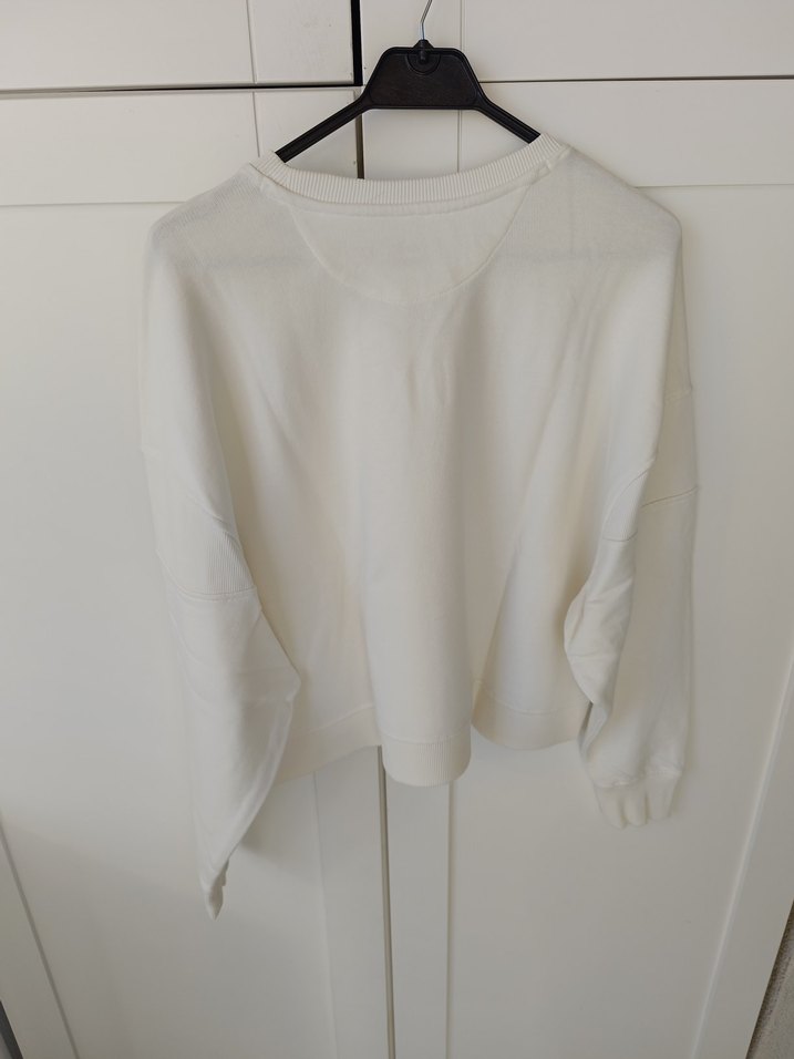 Beyaz Uzun Kollu Kadın Sweatshirt - Görsel 5