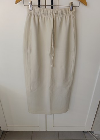 Bohem Tarzda Bej Uzun Hamile Keten Etek - Görsel 3