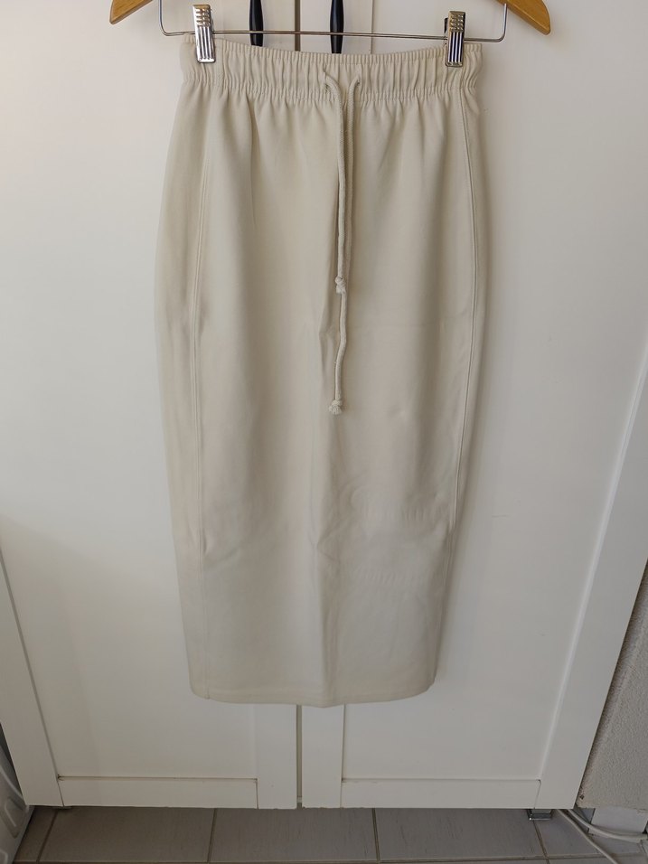 Bohem Tarzda Bej Uzun Hamile Keten Etek - Görsel 3