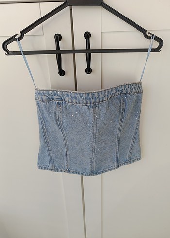 Askılı ve Kot Detaylı Uzun Beyaz Elbise - Görsel 5