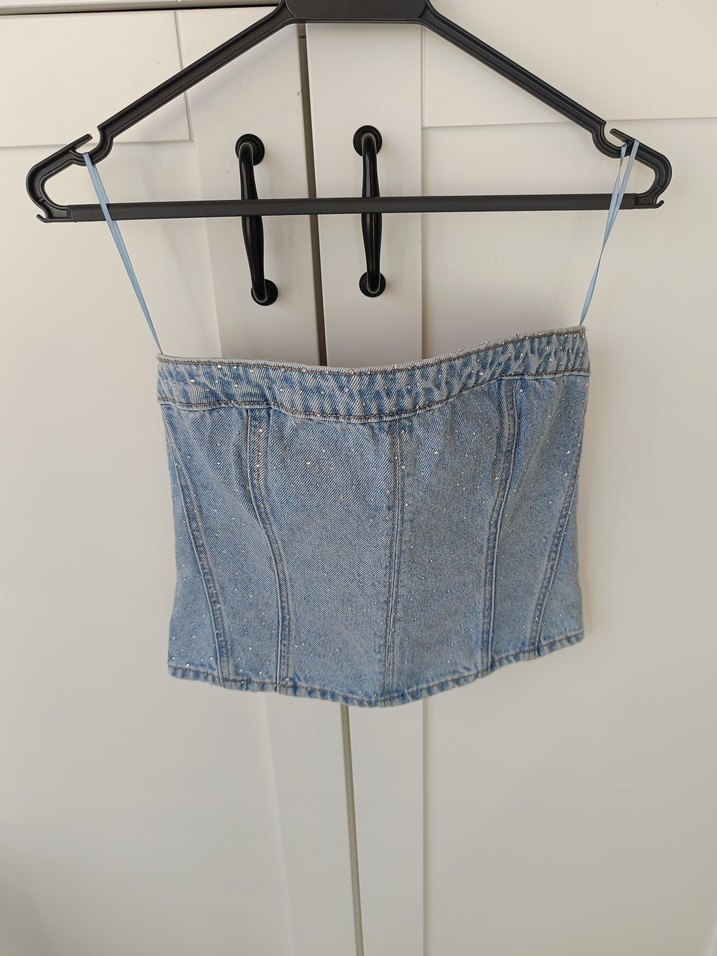 Askılı ve Kot Detaylı Uzun Beyaz Elbise - Görsel 5