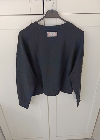 Siyah Oversize Kadın Sweatshirt - Görsel 6