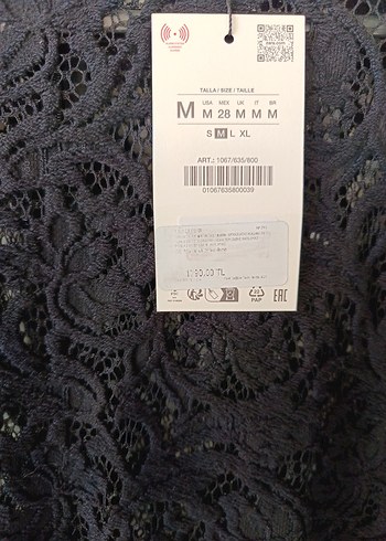 Lacivert Dantel İşlemeli Uzun Kollu Bluz - Görsel 5