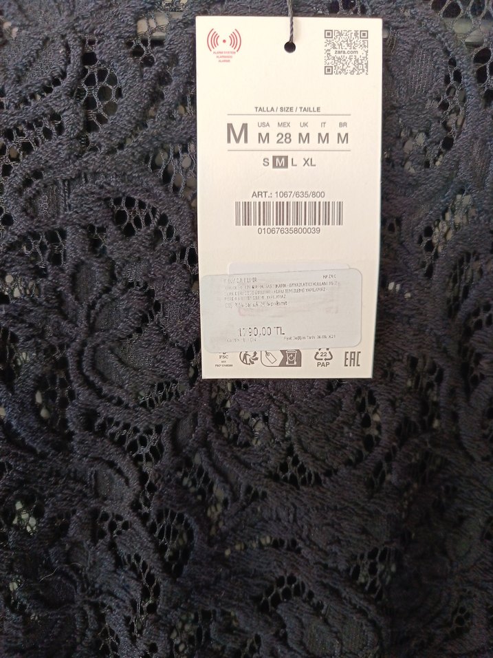 Lacivert Dantel İşlemeli Uzun Kollu Bluz - Görsel 5