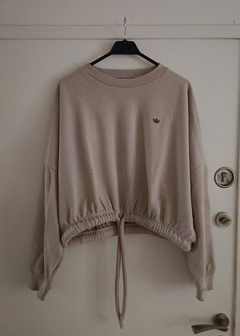Adidas Bej Bagcikli Bisiklet Yaka Sweatshirt