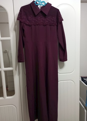 Diğer Siklik Ve Rahatlik Bordo Dantel Detayli Uzun Elbise