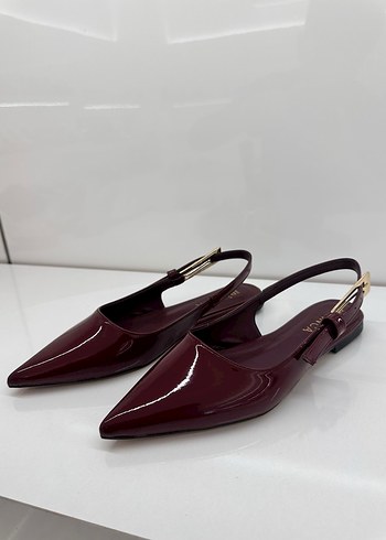 Zara Bordo Rugan Stiletto Tokalı Kadın Topuklu