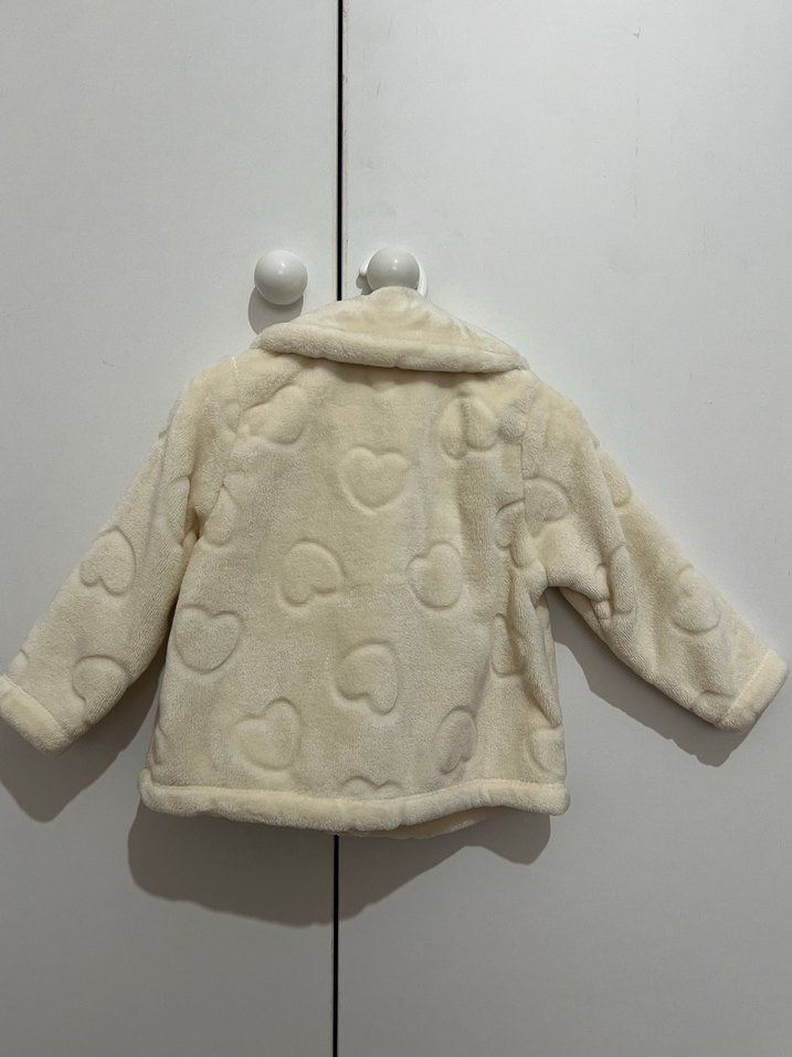 LCW Baby 9-12 Ay Baskılı Beyaz peluş kaban - Görsel 5