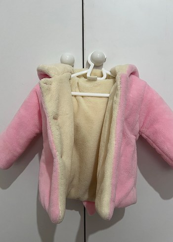 Kız Çocuk Pembe Kürklü Ceket - Görsel 3