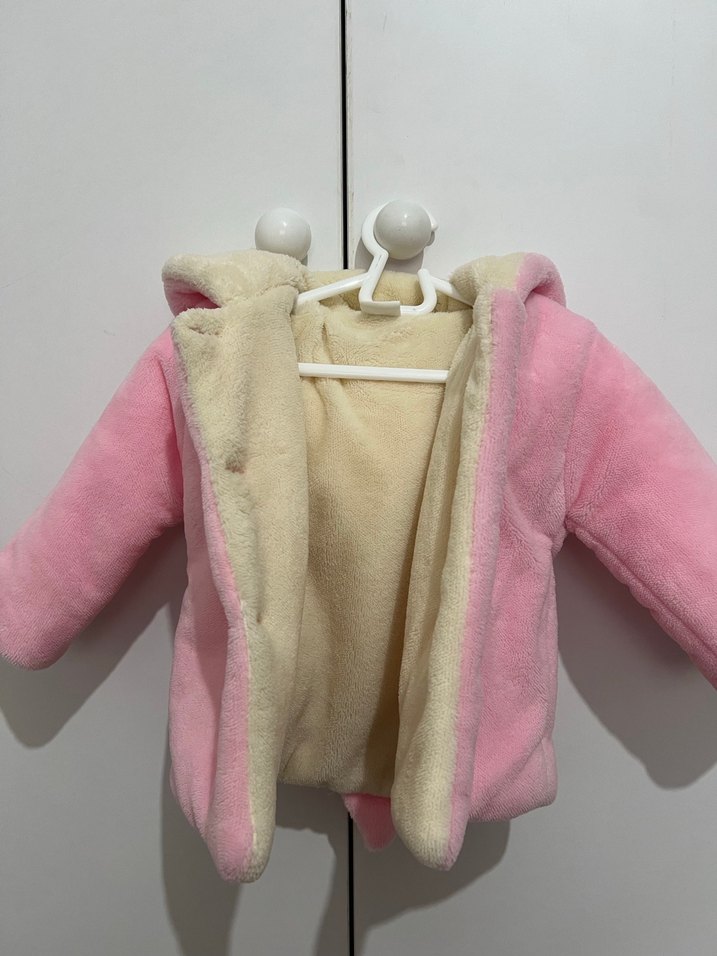 Kız Çocuk Pembe Kürklü Ceket - Görsel 3
