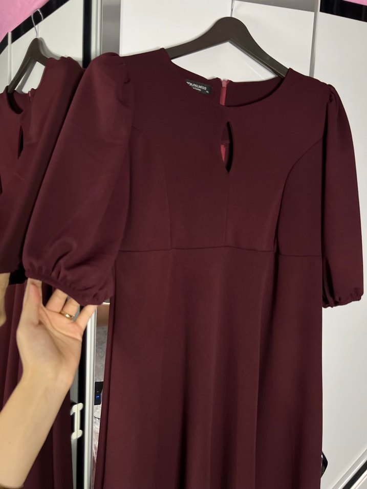 Bordo Kadın midi Elbise - Görsel 4