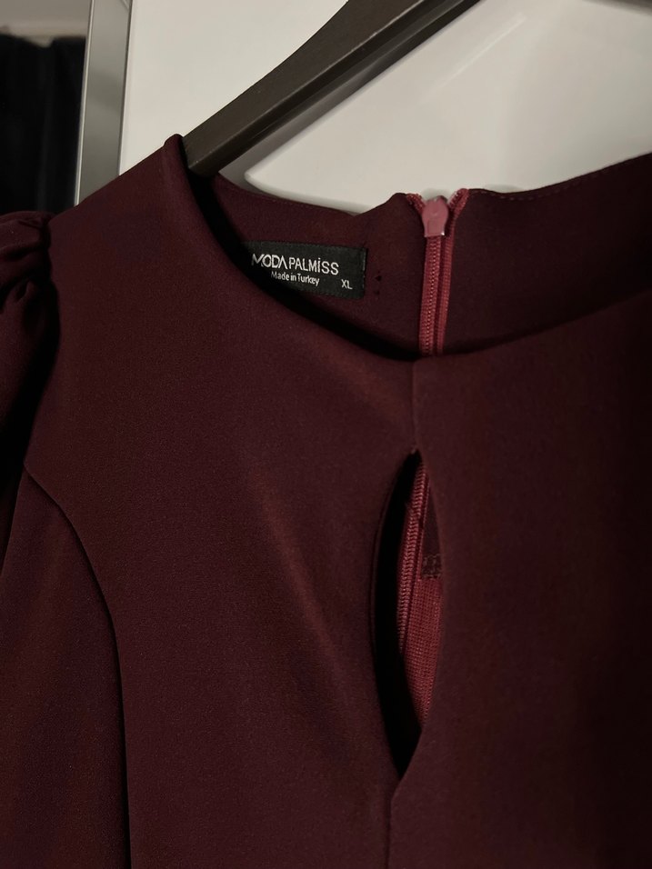 Bordo Kadın midi Elbise - Görsel 3