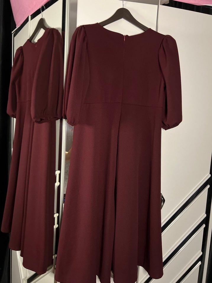 Bordo Kadın midi Elbise - Görsel 5
