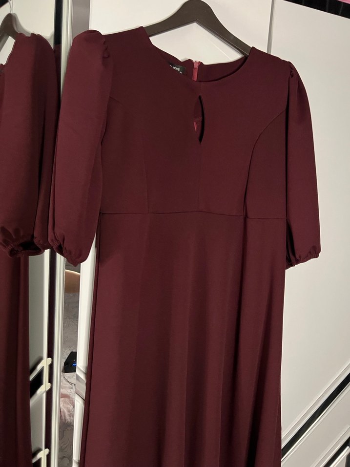 Bordo Kadın midi Elbise - Görsel 2