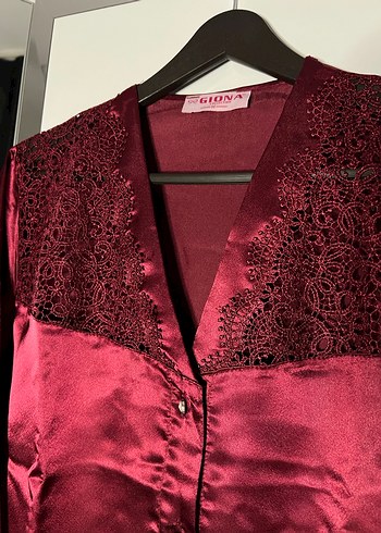 Bordo Kadın Gecelik Takımı - Görsel 14