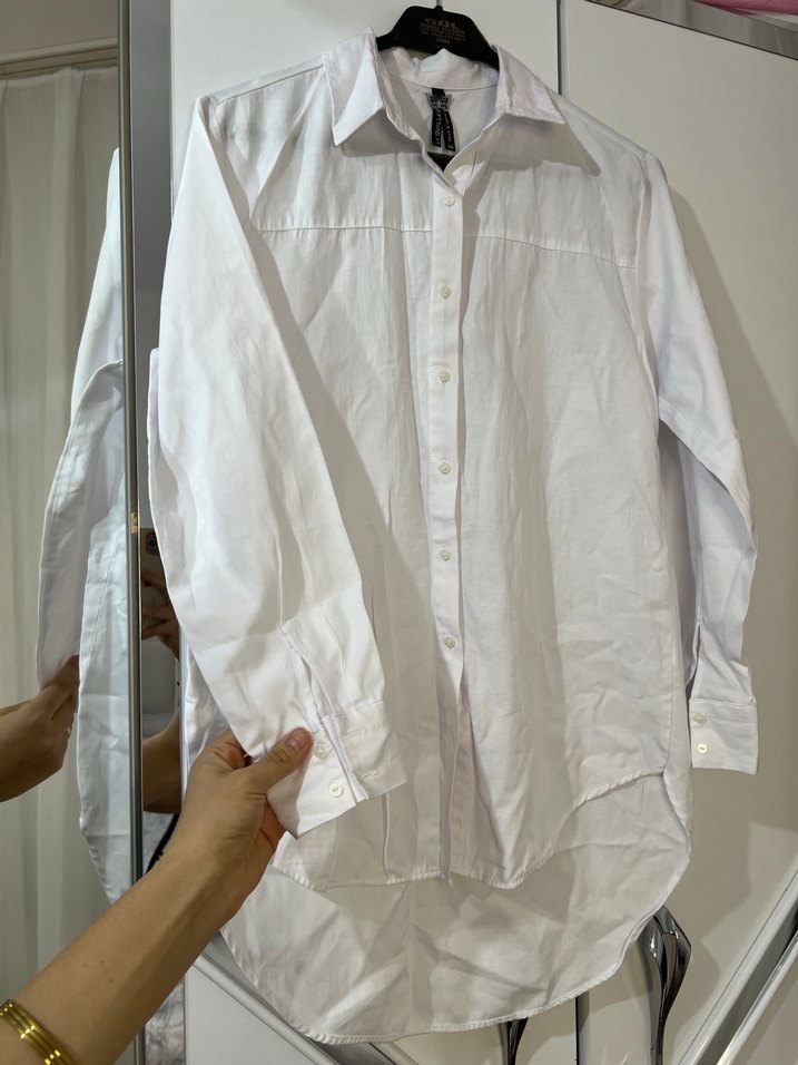 Beyaz Keten Gömlek - Görsel 5