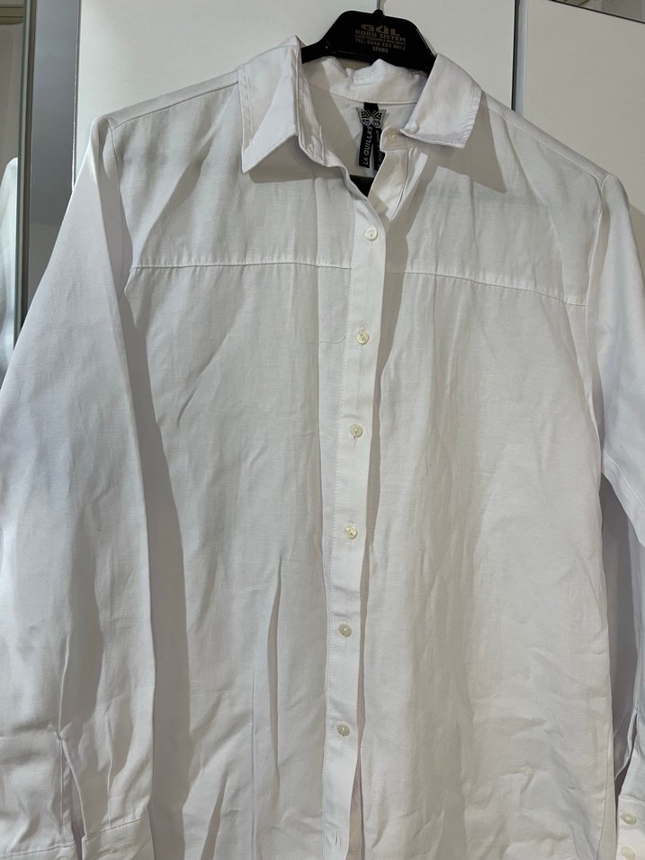 Beyaz Keten Gömlek - Görsel 2