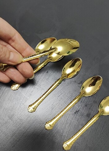 6 lı çay kaşığı Gold parlak - Görsel 2