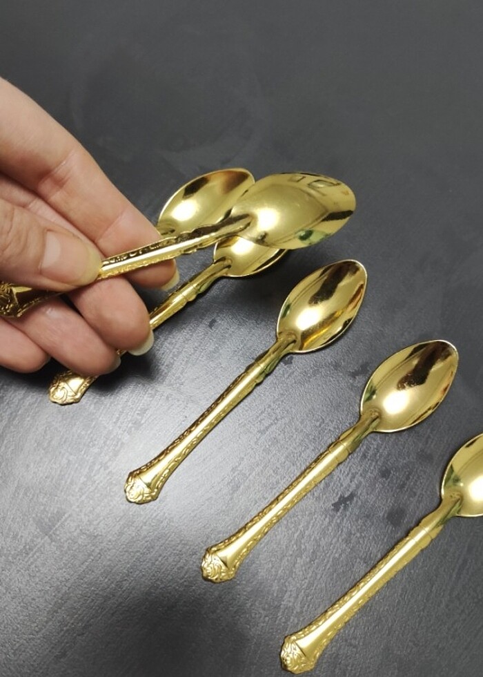 6 lı çay kaşığı Gold parlak - Görsel 2
