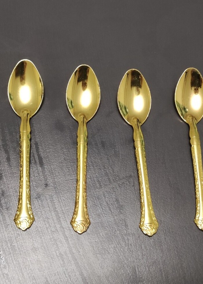6 lı çay kaşığı Gold parlak - Görsel 3
