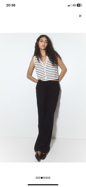 h&m ipli keten siyah pantolon