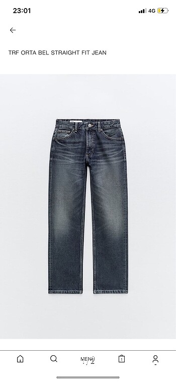 zara orta bel straight fit jean