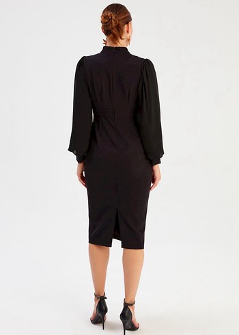 Uzun Kollu Siyah Kalem Elbise - Görsel 2