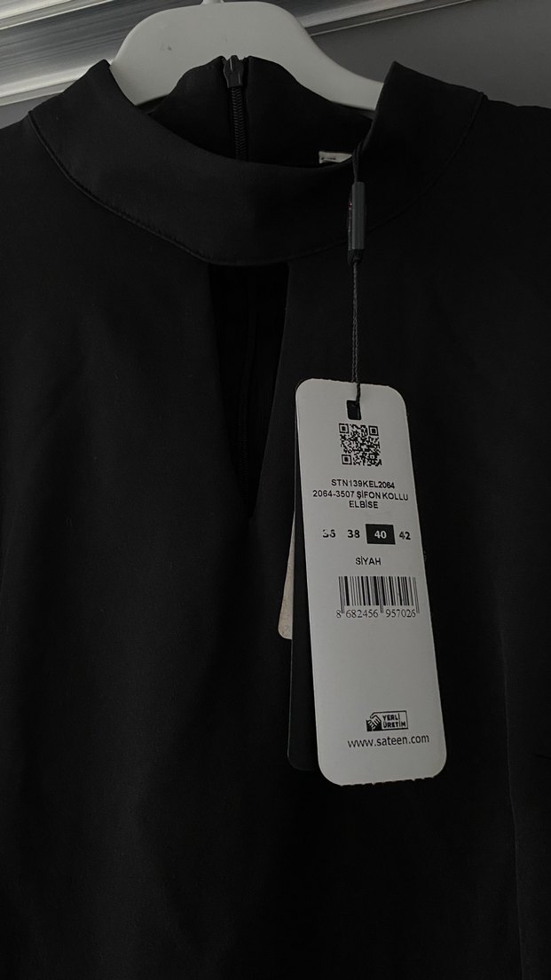 Uzun Kollu Siyah Kalem Elbise - Görsel 4