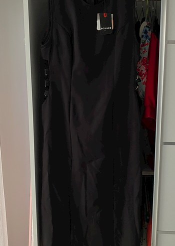 Siyah Drapeli Uzun Kadın davet Elbisesi - Görsel 4