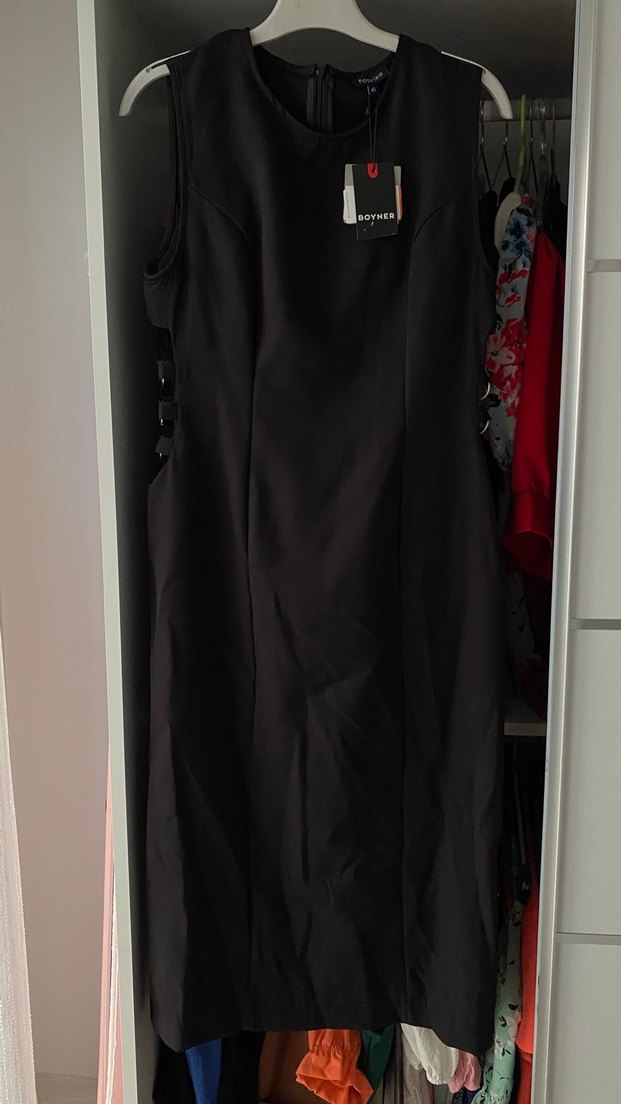 Siyah Drapeli Uzun Kadın davet Elbisesi - Görsel 4