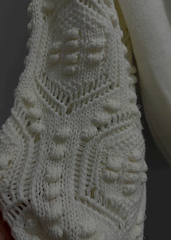 Beyaz Bohem Örgü Kadın Kazak - Görsel 2