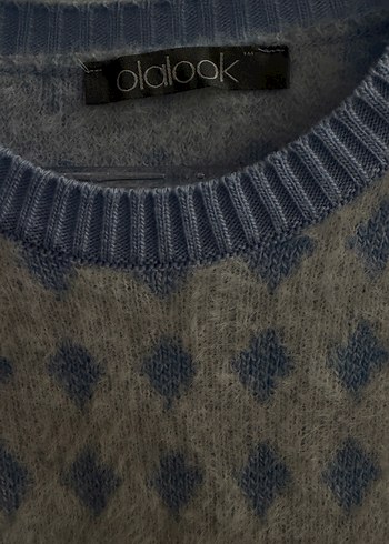 Kadın Mavi Örgü Yün Kazak - Görsel 2