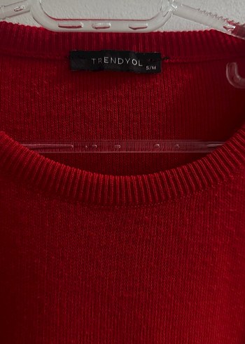 Kırmızı Triko Kadın Kazak - Görsel 2