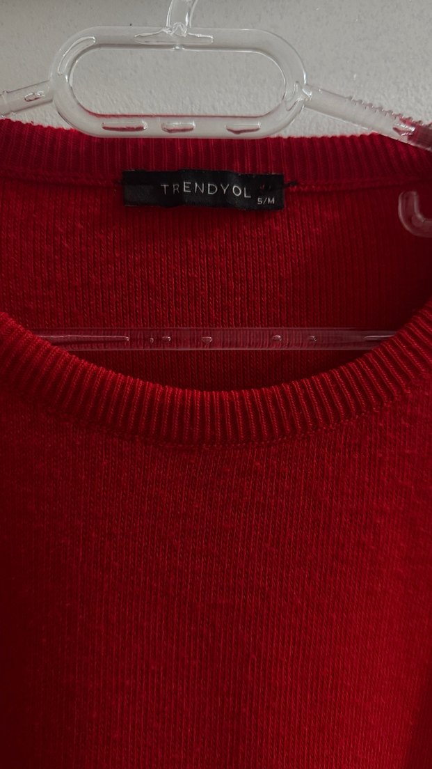 Kırmızı Triko Kadın Kazak - Görsel 2