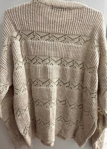 Bej Bohem Örgü Kadın Kazak - Görsel 4