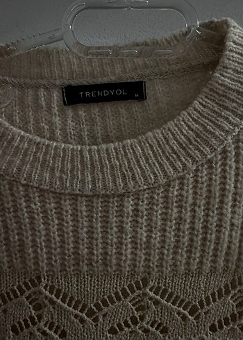 Bej Bohem Örgü Kadın Kazak - Görsel 5