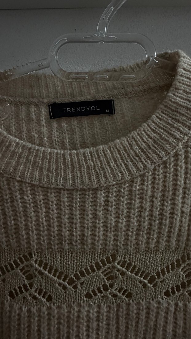 Bej Bohem Örgü Kadın Kazak - Görsel 5