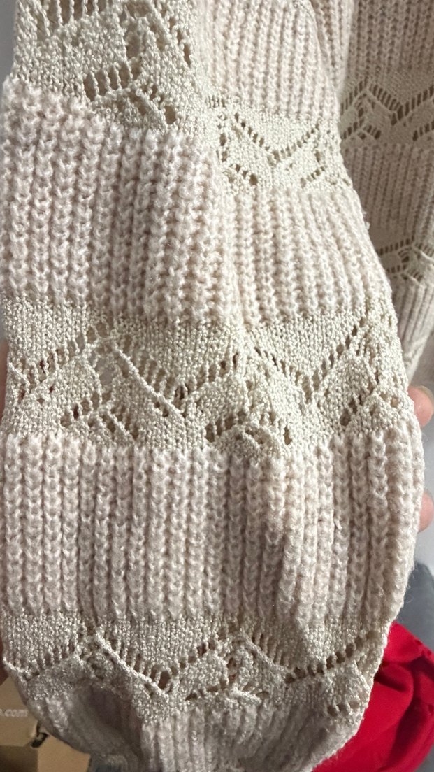 Bej Bohem Örgü Kadın Kazak - Görsel 2