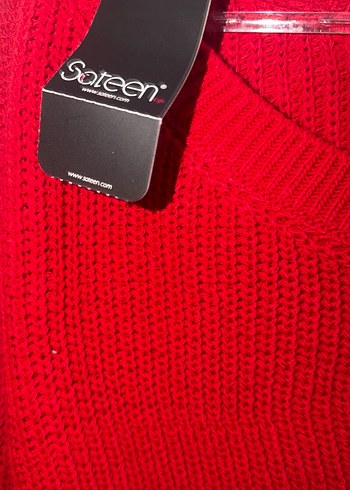 Kırmızı Kadın Triko tek omuz  Salaş Bluz - Görsel 6