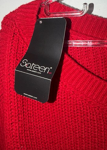 Kırmızı Kadın Triko tek omuz  Salaş Bluz - Görsel 3