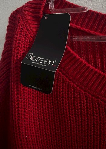 Kırmızı Kadın Triko tek omuz  Salaş Bluz - Görsel 2