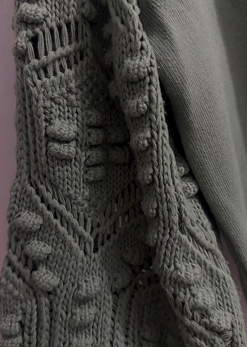 Bohem Tarzı Gri Yeşil Balıkçı Yaka Kazak - Görsel 2