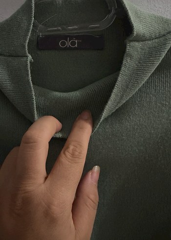 Bohem Tarzı Gri Yeşil Balıkçı Yaka Kazak - Görsel 3