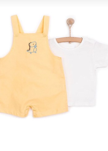 Sarı Nakışlı Erkek Bebek Tulum - Görsel 2
