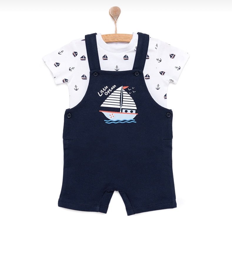 Lacivert Bebek Erkek Örme Yazlık Tulum - Görsel 3